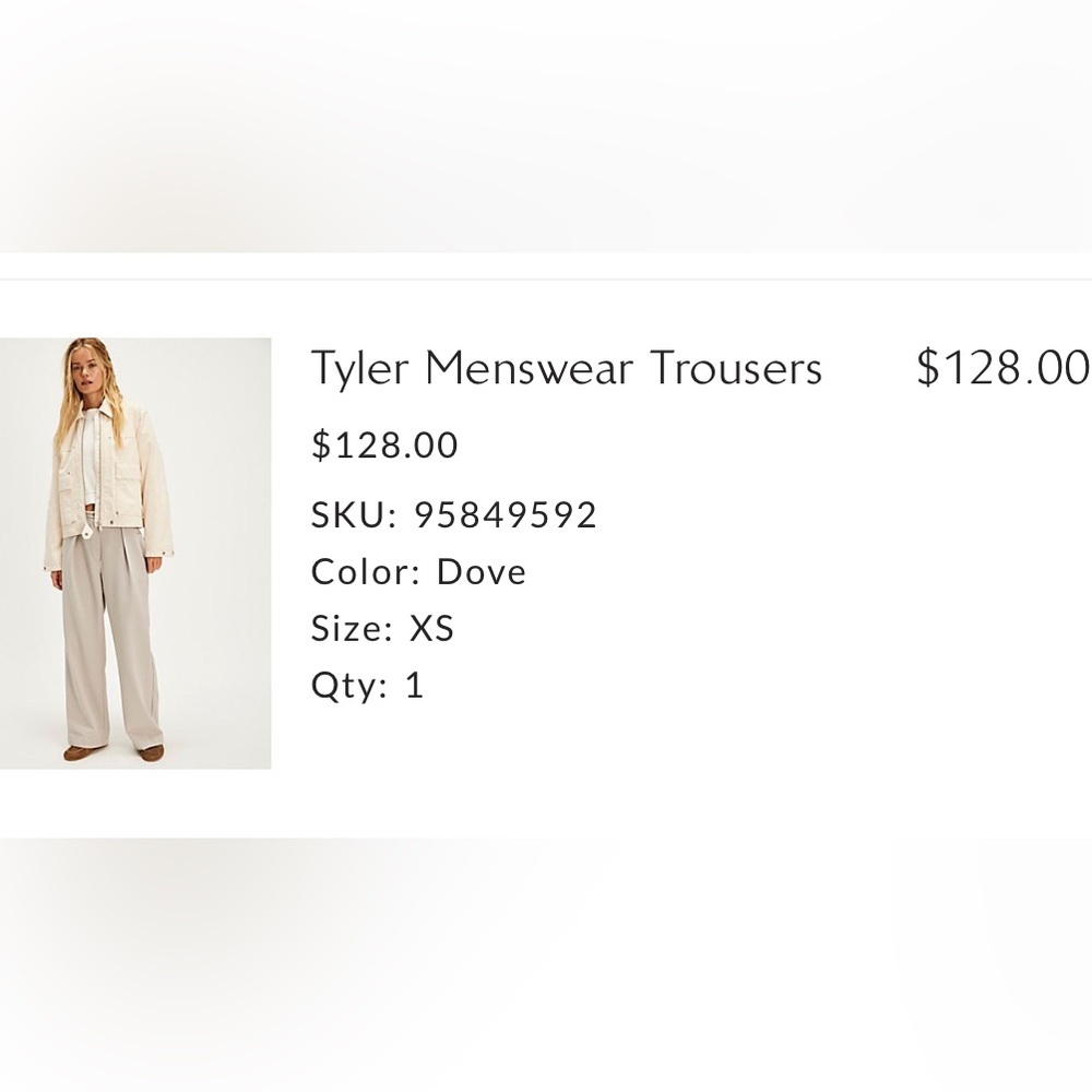 Free People Tyler Trouser, Dove, XS